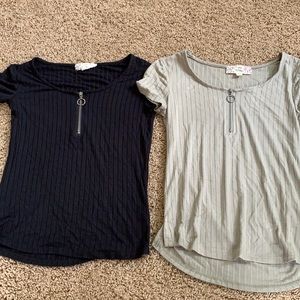 2 zip crop tops both XS